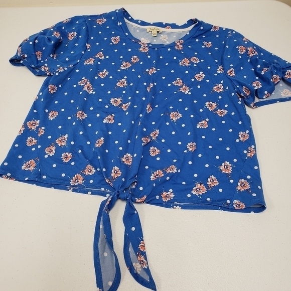 Lily White Polka Dot Floral Womens Top Size Large - Picture 6 of 6